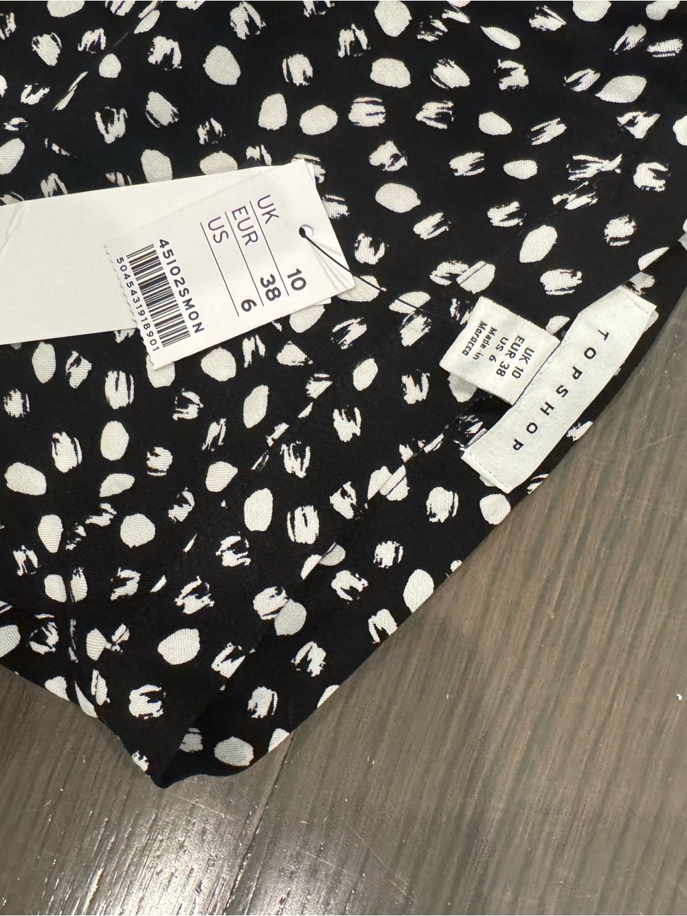 Topshop Black Midi Skirt with White Spot Print - Picture 2 of 3